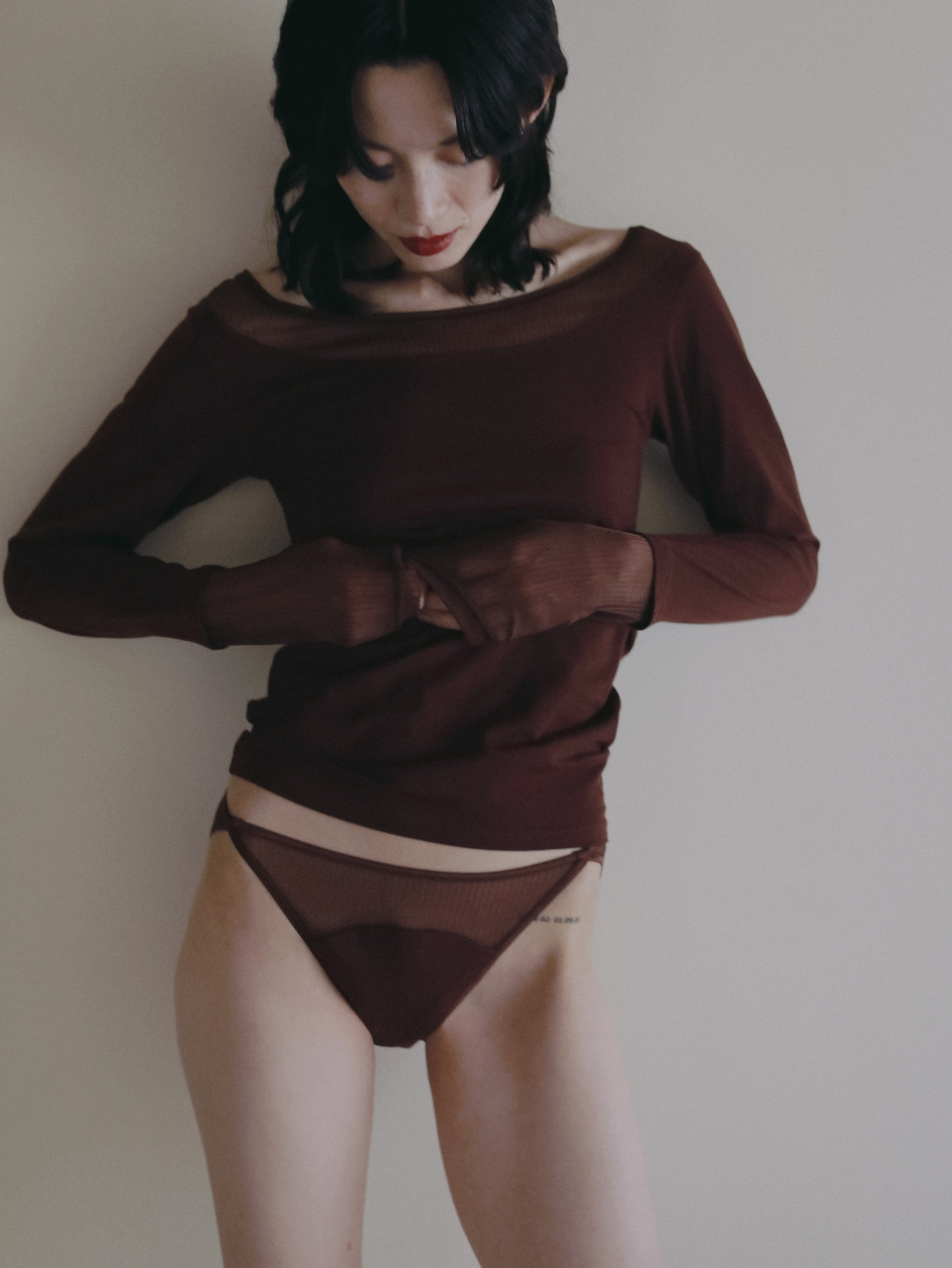 〈PRE ORDER〉SHEER STRIPE LAYERED LOUNGE TOP