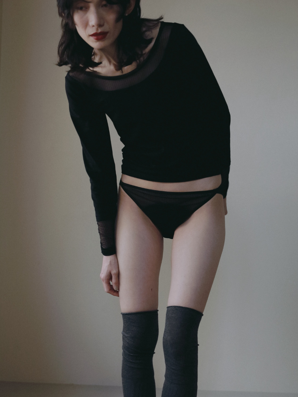 〈2026AW〉SHEER NET STRIPE PERIOD SHORTS LIGHT