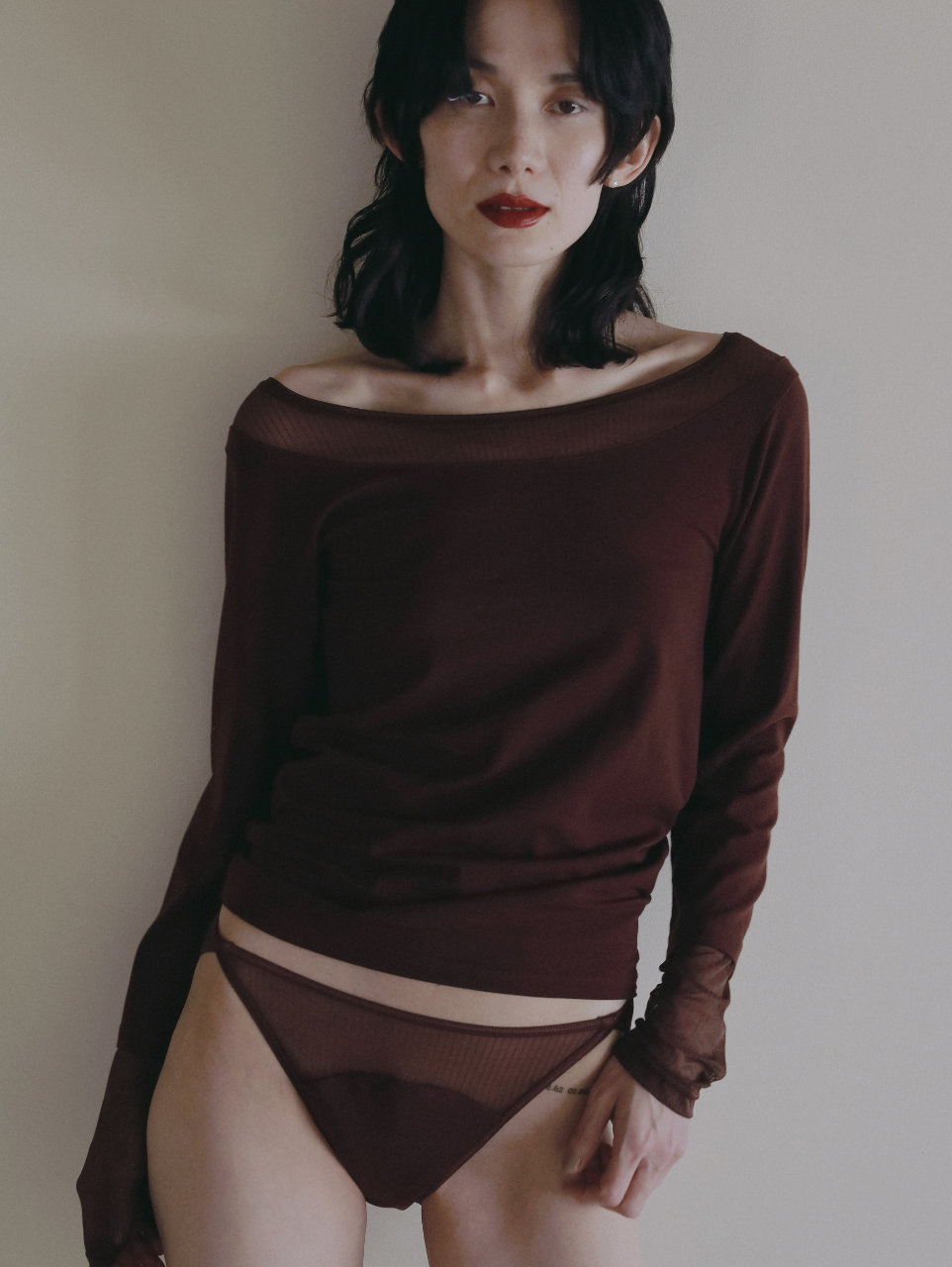 〈2026AW〉SHEER STRIPE LAYERED LOUNGE TOP